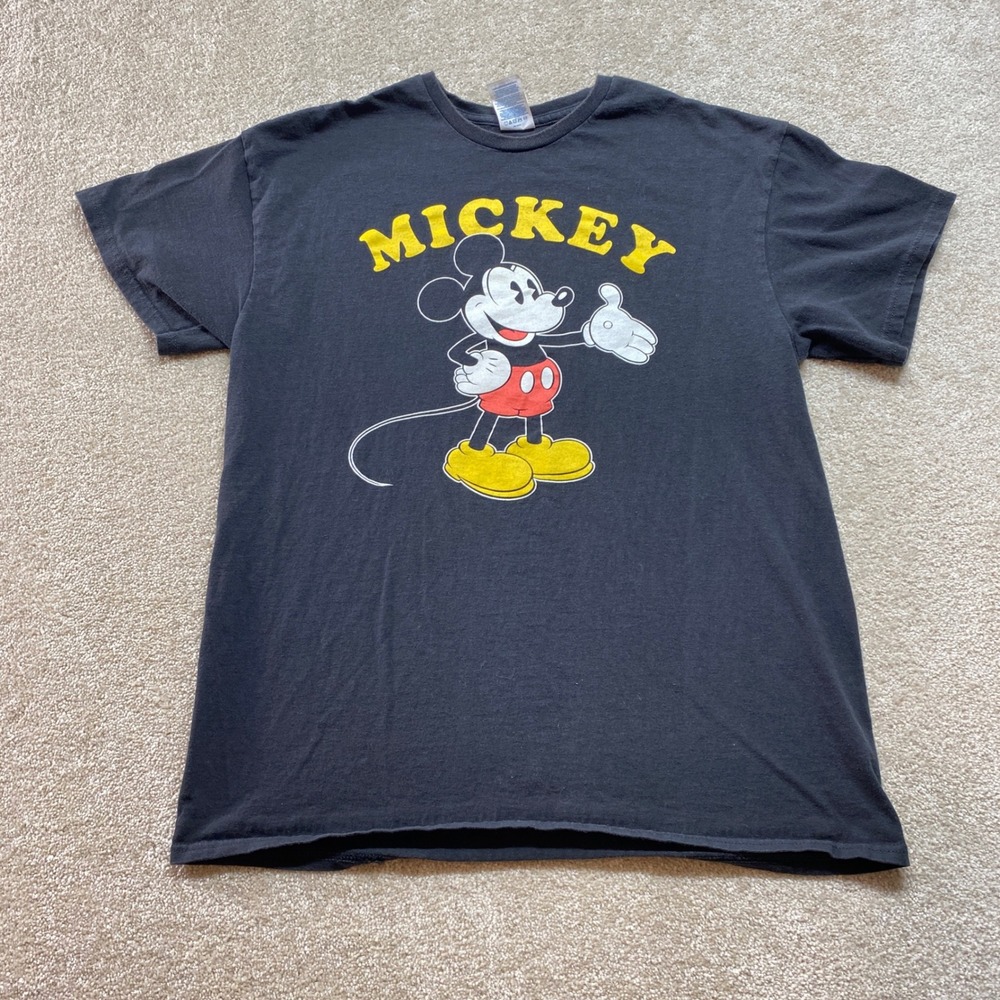 Delta Pro Weight Mickey Mouse Shirt Mens Large Black Crew Neck Y2K Graphic Tee
